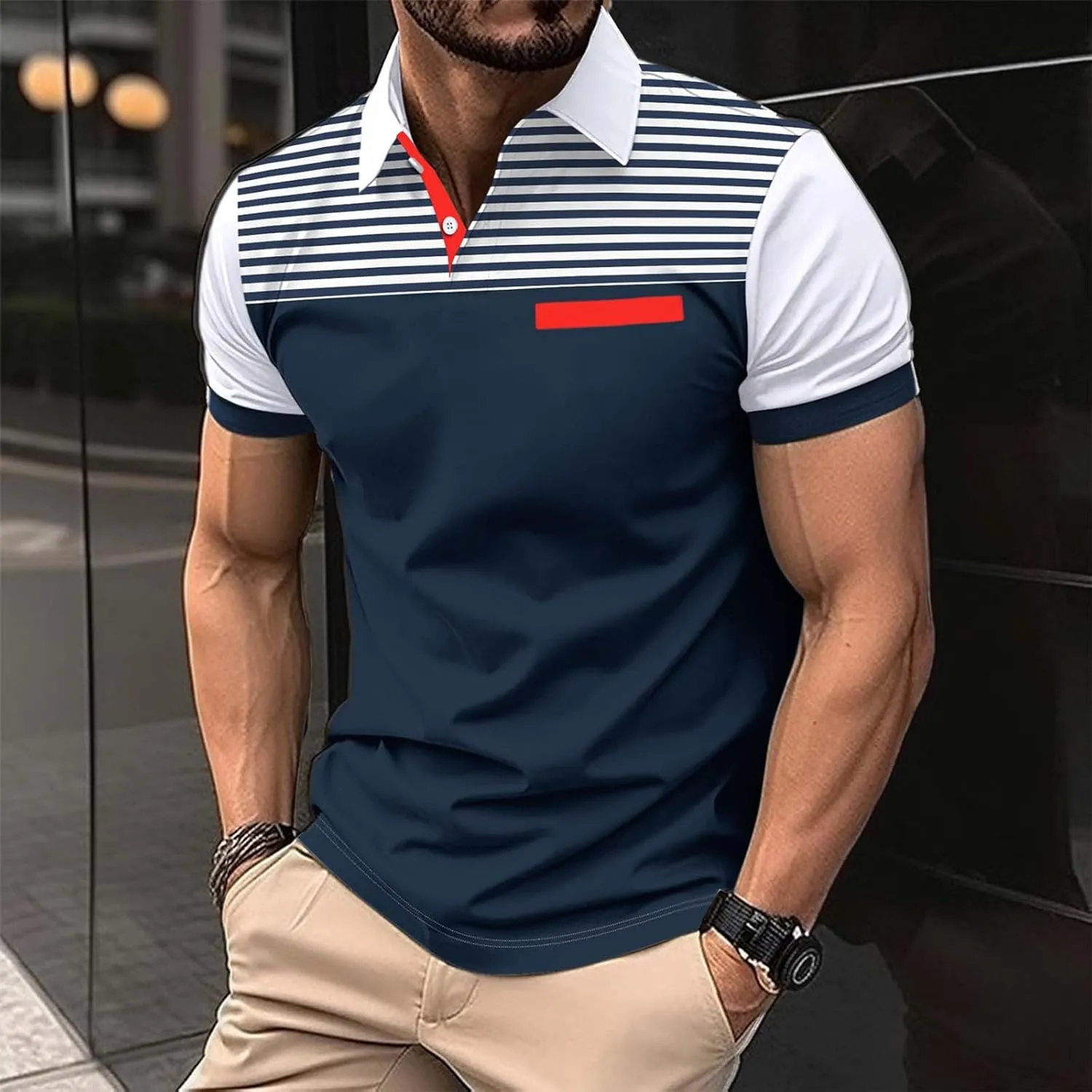 Pique Polo Shirts for Men Performance Short Sleeve Golf Shirt Quick Dry Moisture Wicking Regular Fit Collared T-Shirts
