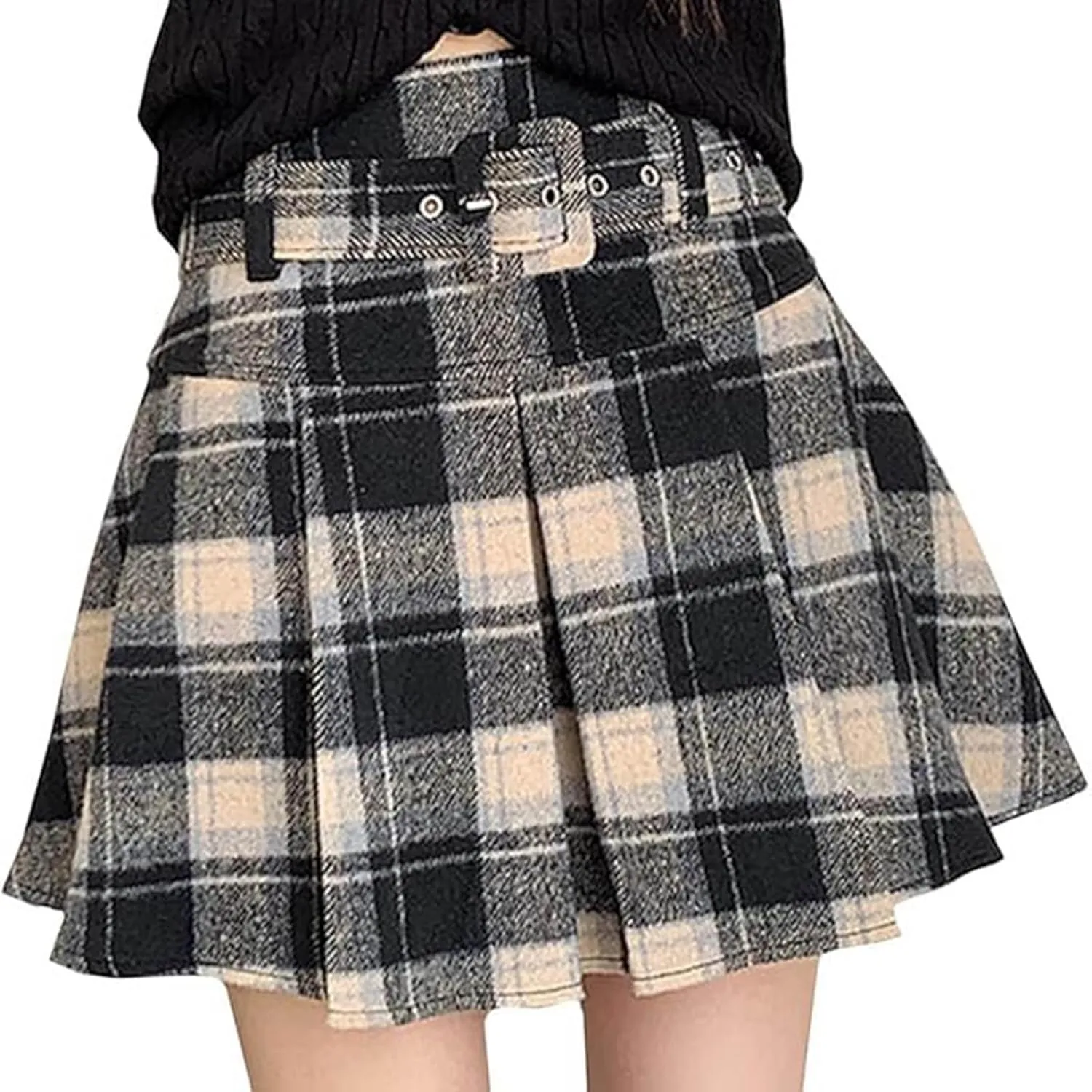 Pleated Skirts for Women High Waist A Line Skirts Plain Plaid Mini Skirts Casual Comfy Elegant Skirts Everydaywear