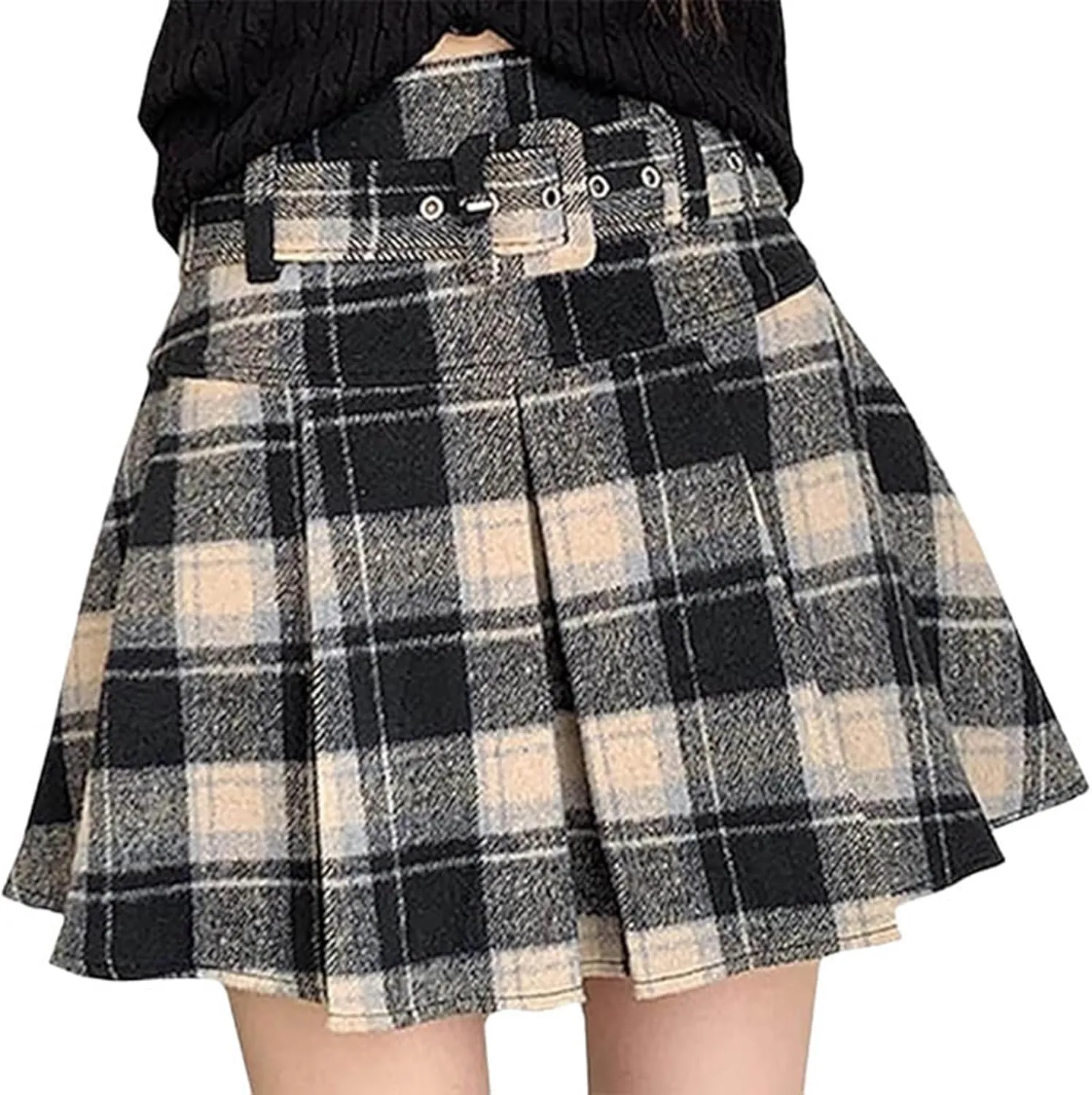 Pleated Skirts for Women High Waist A Line Skirts Plain Plaid Mini Skirts Casual Comfy Elegant Skirts Everydaywear