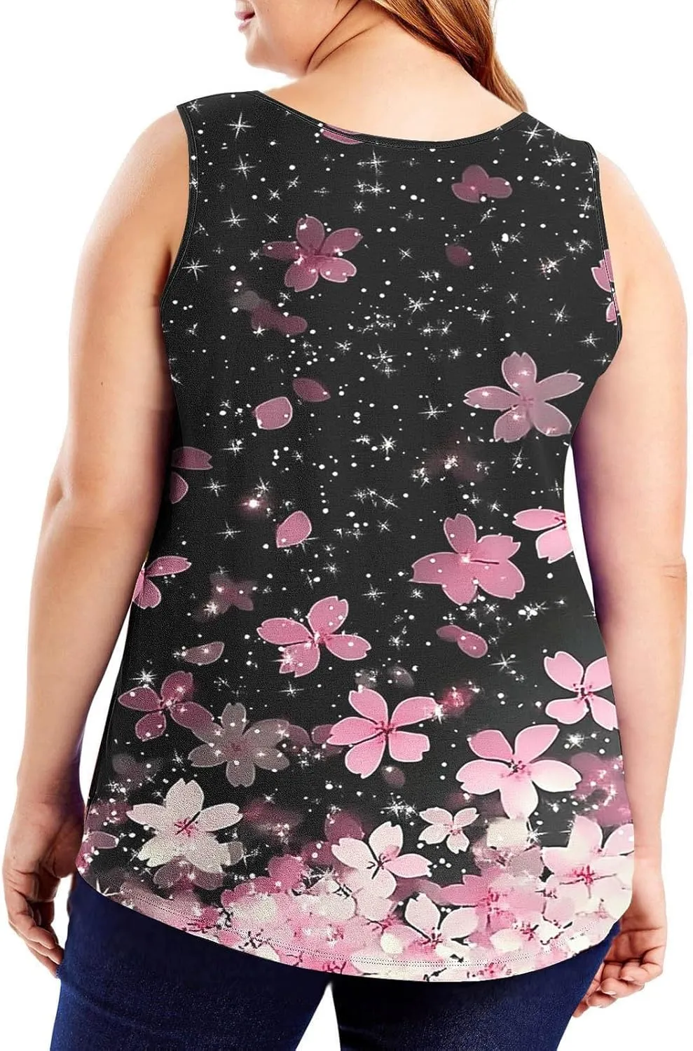 Plus Size Tank Tops for Women Basic Crew Neck Sleeveless Top Loose Lightweight Blouses Gradient Solid Fashion Tee Shirts
