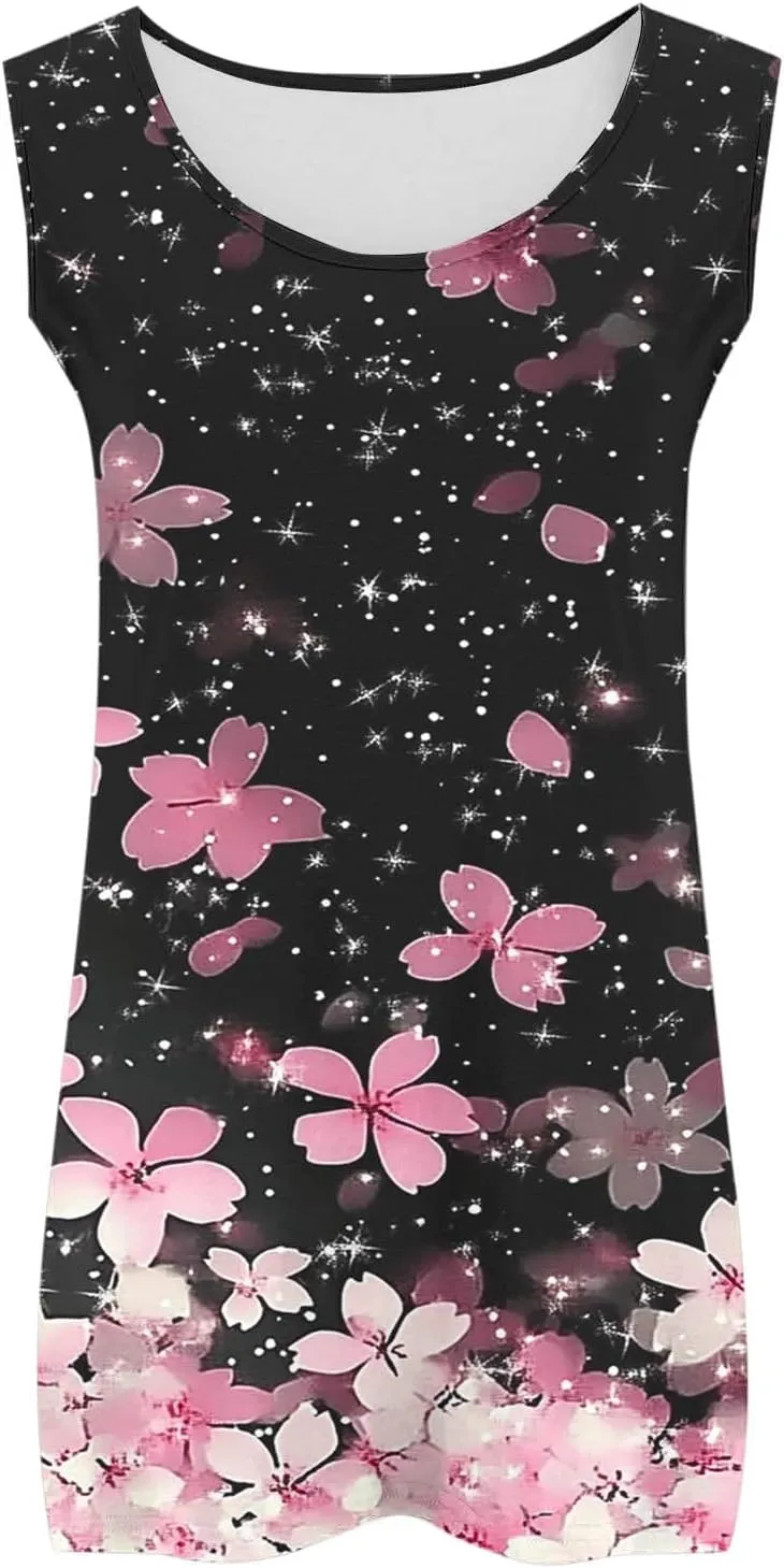 Plus Size Tank Tops for Women Basic Crew Neck Sleeveless Top Loose Lightweight Blouses Gradient Solid Fashion Tee Shirts