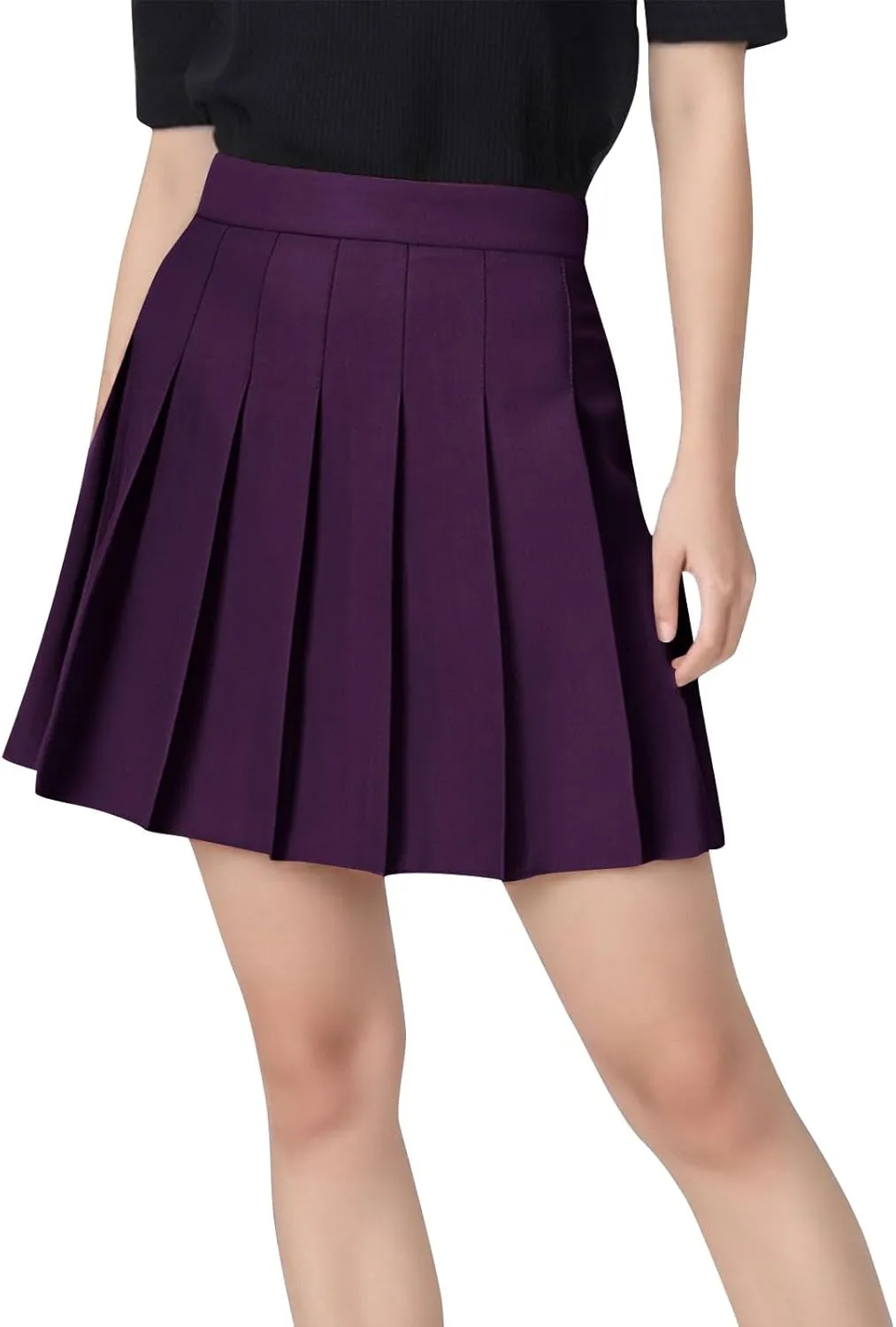 Plus Size Womens Cute Pleated Skirts High Rise Zipper Cotton Linen Skirts Solid Color Loose Casual Fashion Skirt 2025
