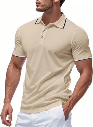 Polo Shirts for Men Trendy Quick Dry Performance Short Sleeve Dress Shirt Sport Moisture Wicking Collared T-Shirts