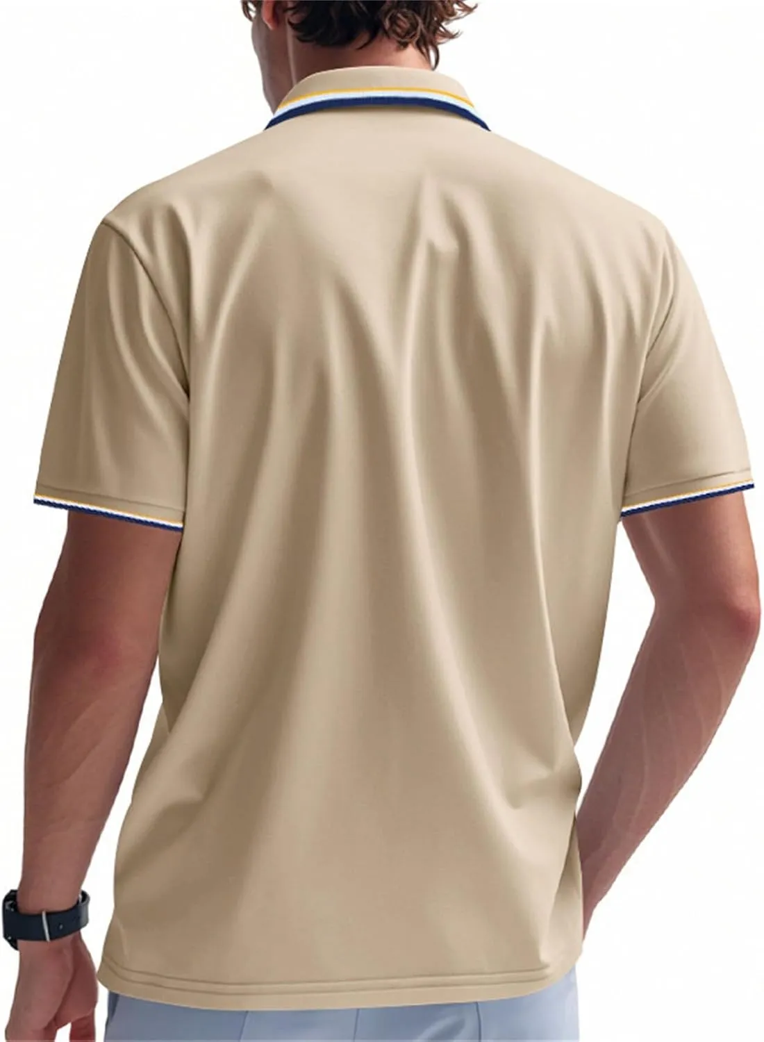 Polo Shirts for Men Trendy Quick Dry Performance Short Sleeve Dress Shirt Sport Moisture Wicking Collared T-Shirts
