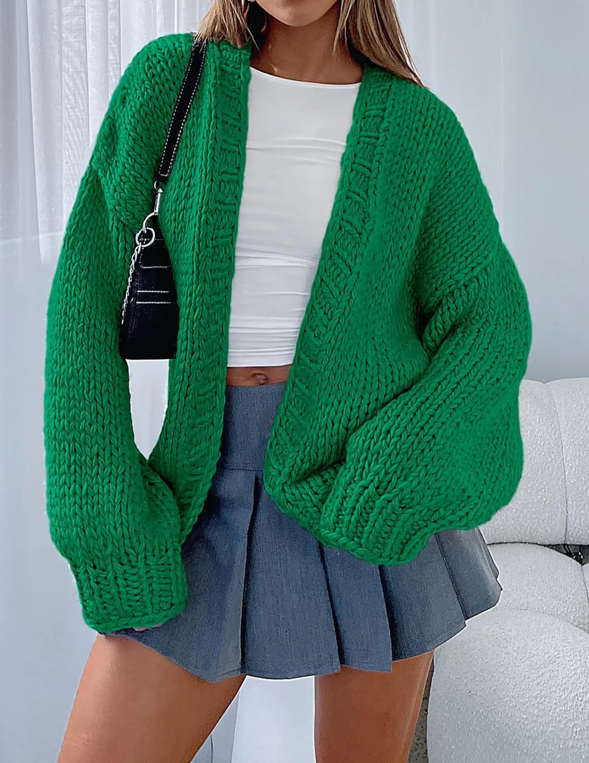 PRETTYGARDEN Womens Cardigan Sweaters 2025 Spring Fall Trendy Chunky Knit Outerwear Outfits Fashion Long Sleeve Cardigans