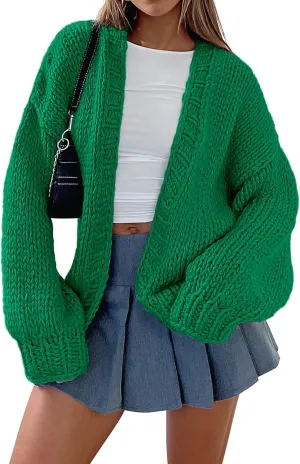 PRETTYGARDEN Womens Cardigan Sweaters 2025 Spring Fall Trendy Chunky Knit Outerwear Outfits Fashion Long Sleeve Cardigans