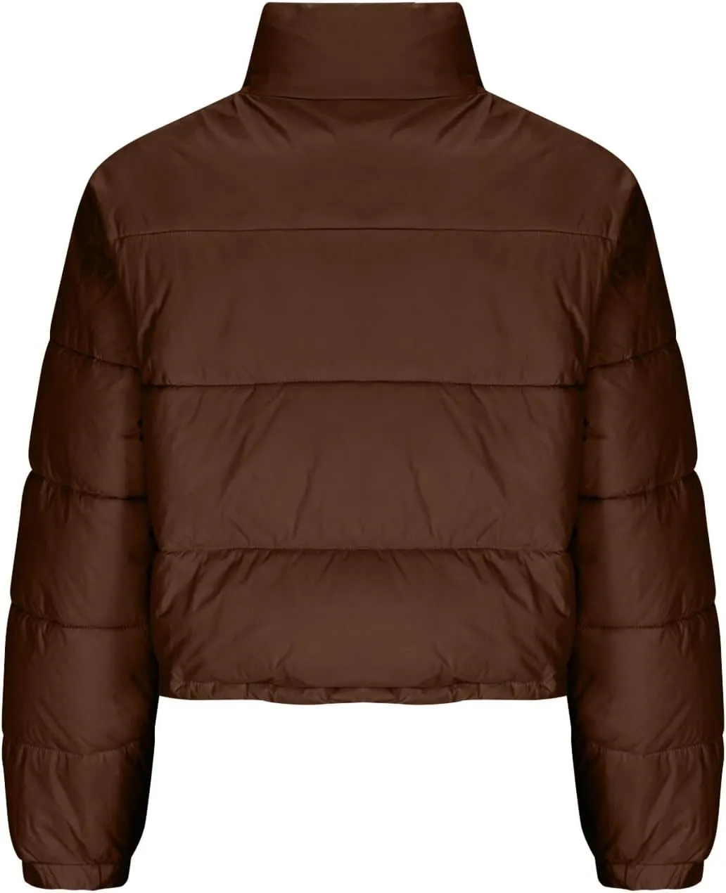 Puffer Coat Women Cropped Puffer Jacket Casual Quilted Baggy Long Sleeve Zip Down Jackets Stand Collar Outerwear