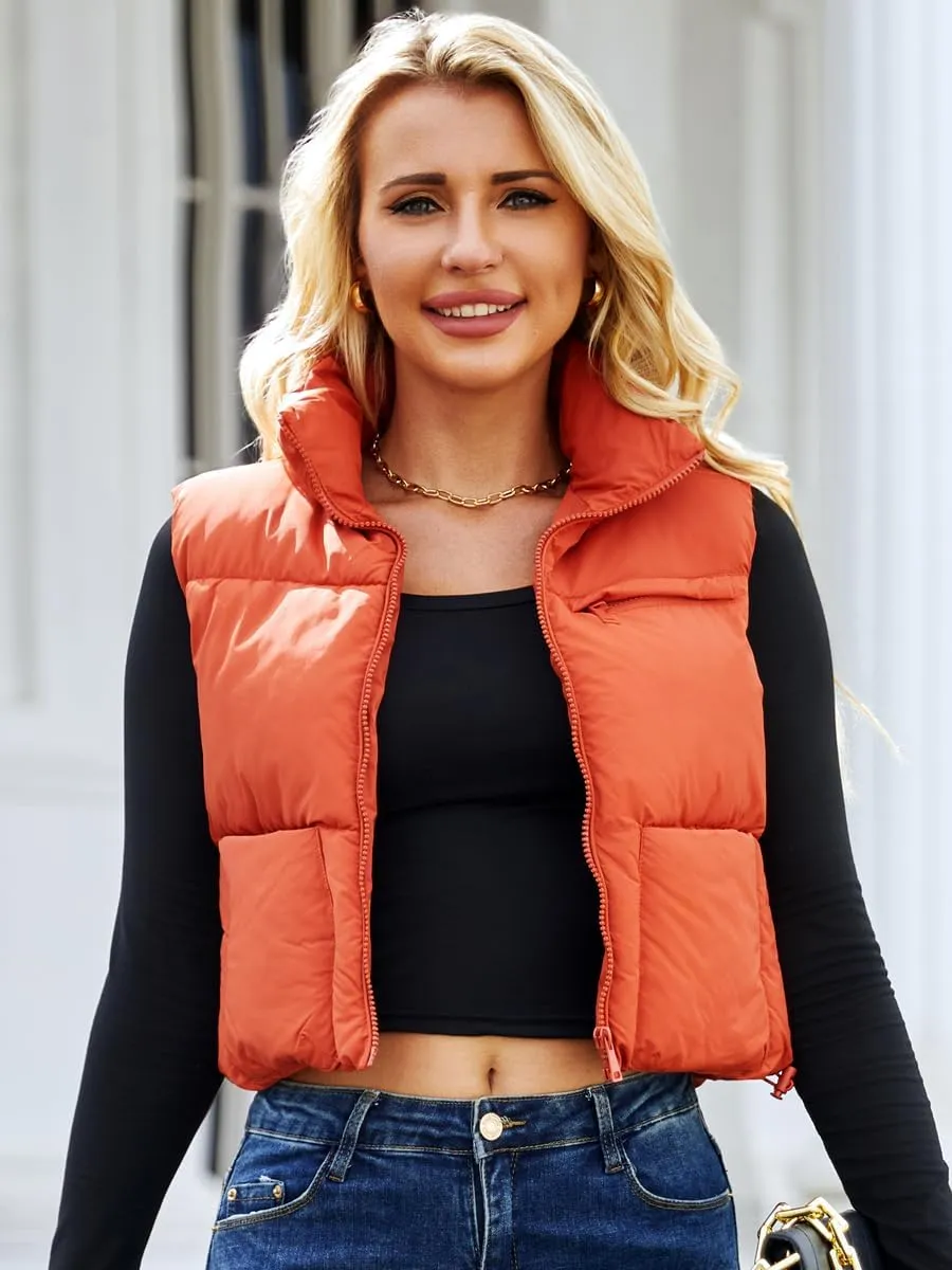 Puffer Vest Women Sleeveless Padded Crop Vests Lightweight Winter Puffer Jacket Womens Vests Outerwear