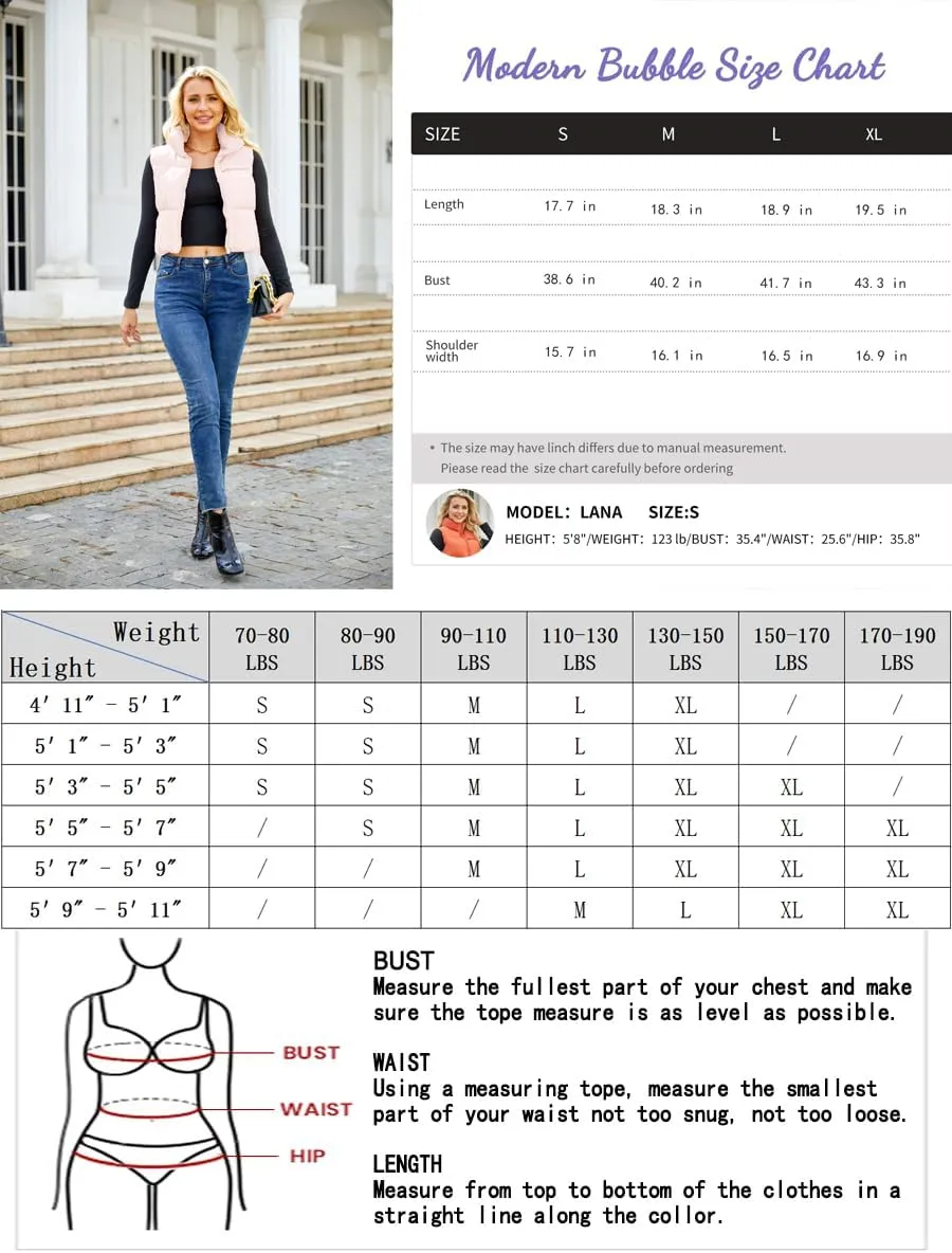 Puffer Vest Women Sleeveless Padded Crop Vests Lightweight Winter Puffer Jacket Womens Vests Outerwear