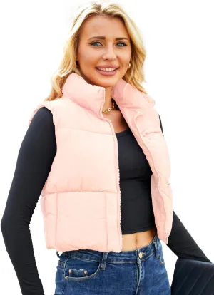 Puffer Vest Women Sleeveless Padded Crop Vests Lightweight Winter Puffer Jacket Womens Vests Outerwear
