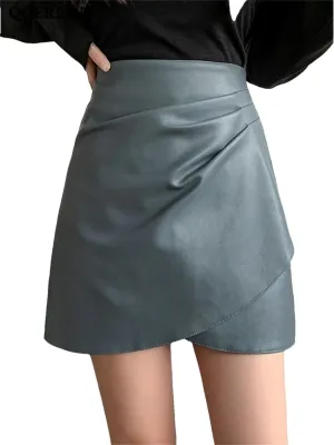 Pulcykp Pleated Skirts Women High Waist Mini Skirts A-Line Casual Skirts Shorts Sexy Skirt