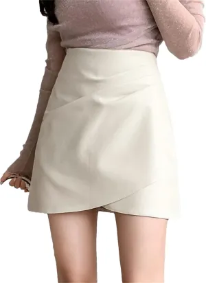 Pulcykp Pleated Skirts Women High Waist Mini Skirts A-Line Casual Skirts Shorts Sexy Skirt