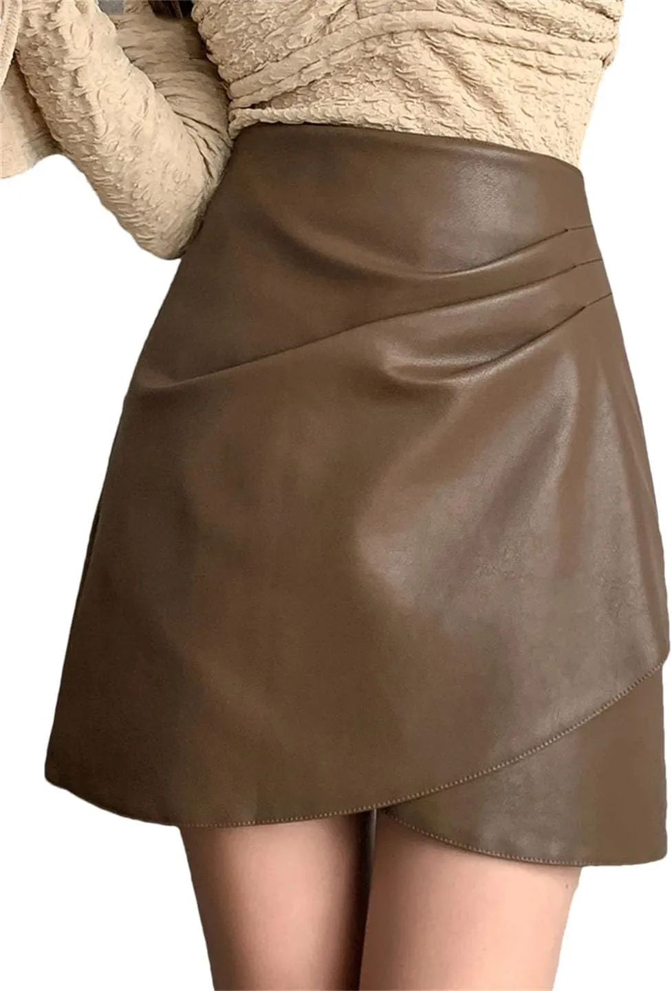Pulcykp Pleated Skirts Women High Waist Mini Skirts A-Line Casual Skirts Shorts Sexy Skirt