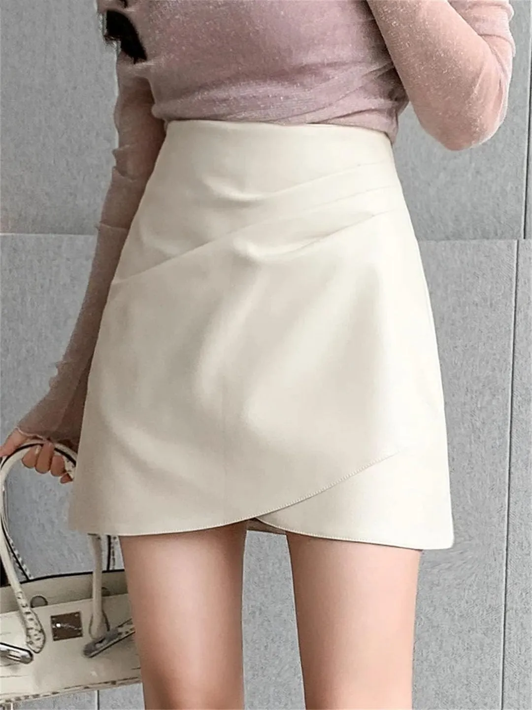 Pulcykp Pleated Skirts Women High Waist Mini Skirts A-Line Casual Skirts Shorts Sexy Skirt