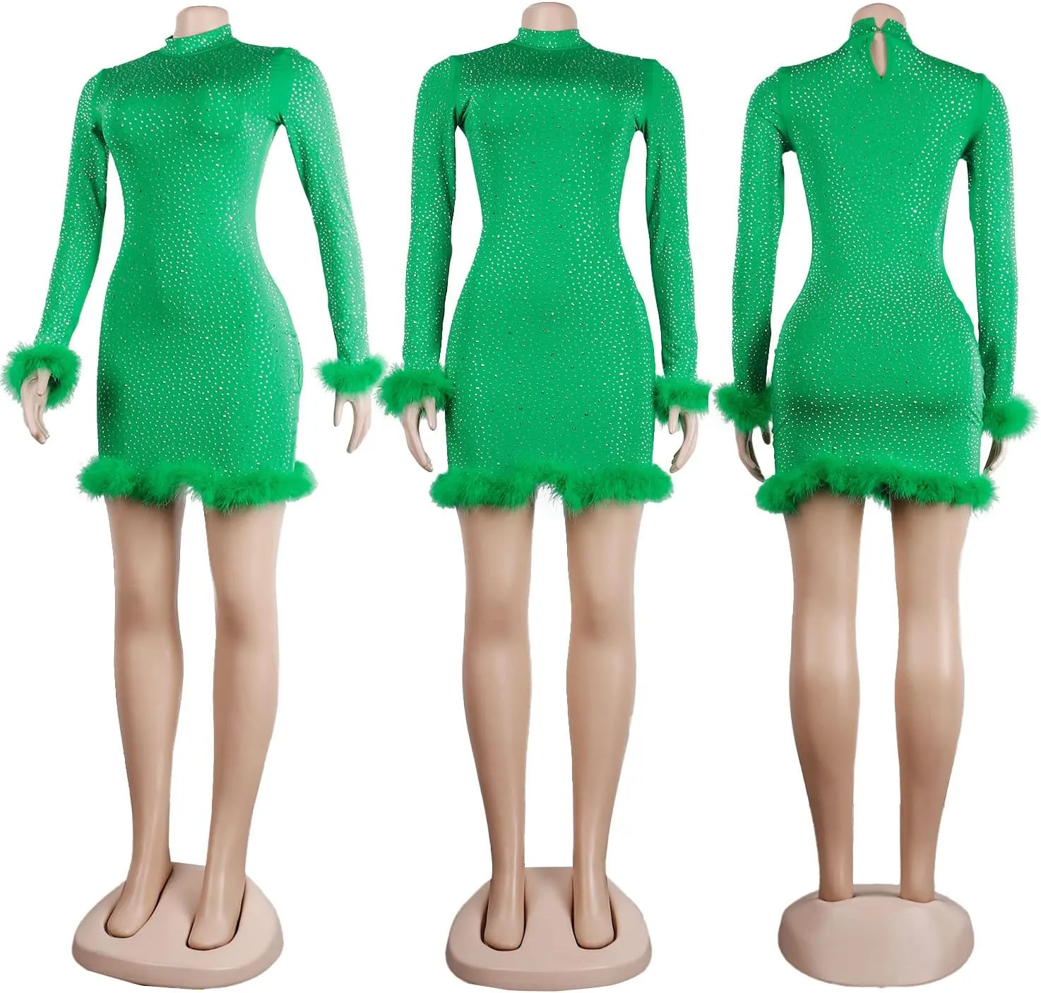 Ranfare Women Sexy Mini Bodycon Dress Turtleneck Party Dresses Clubwear mesh Dress