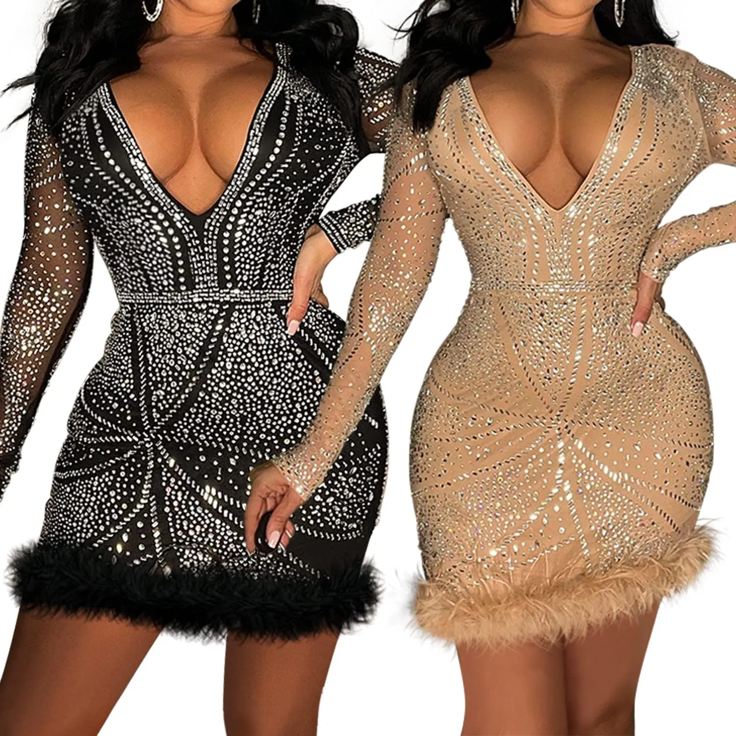 Ranfare Women Sexy Mini Bodycon Dress Turtleneck Party Dresses Clubwear mesh Dress