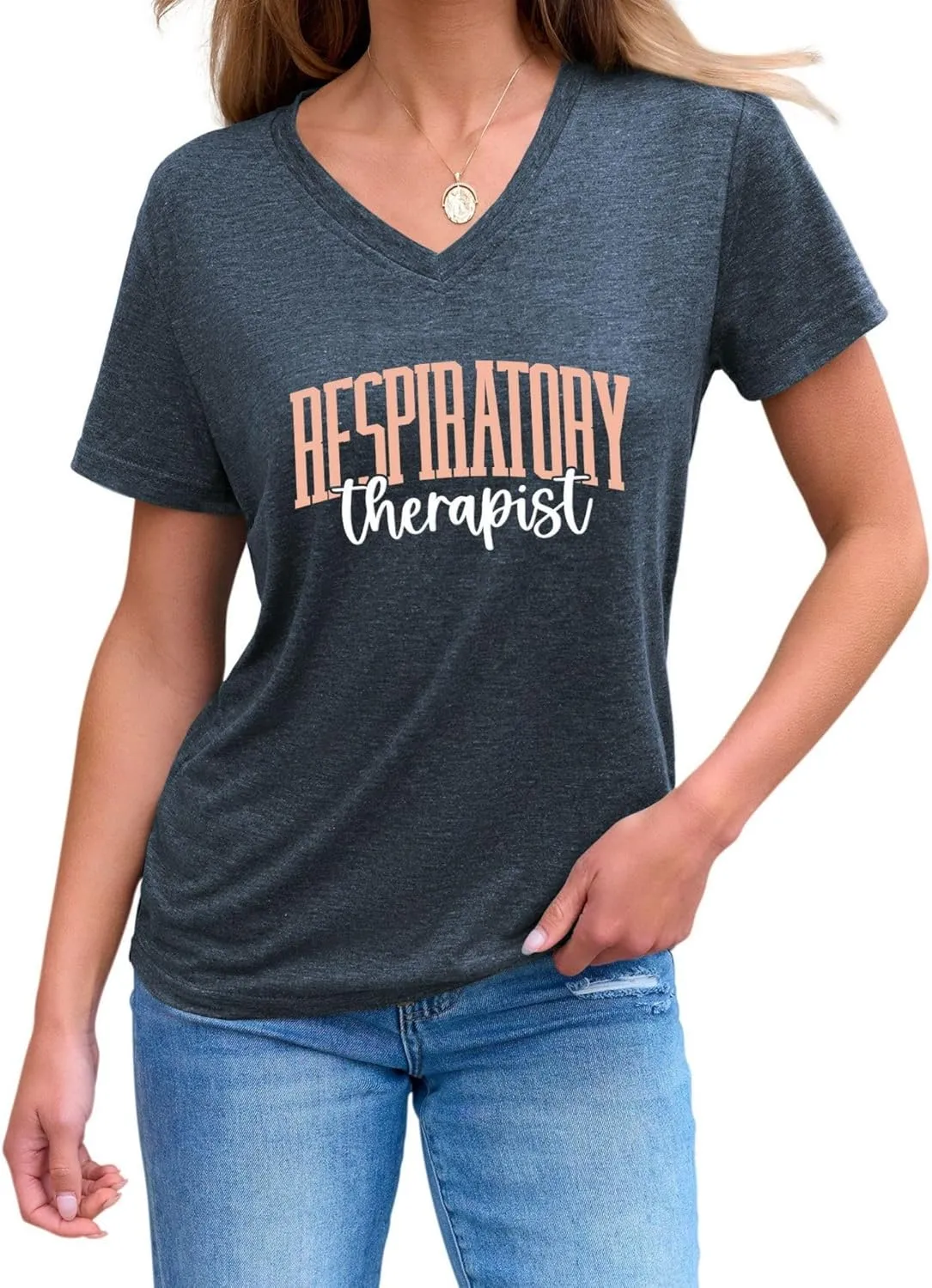 Respiratory Therapist V Neck T-Shirt Women RT Care Week Apparel Specialist Breathing RT Student Gift Idea Tee