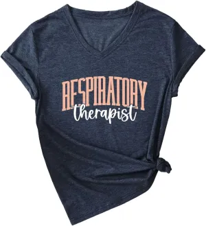 Respiratory Therapist V Neck T-Shirt Women RT Care Week Apparel Specialist Breathing RT Student Gift Idea Tee