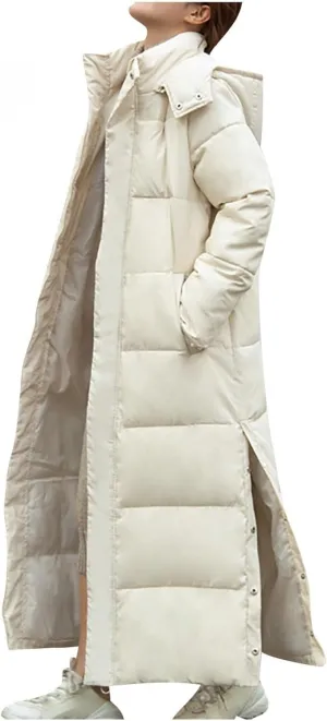 RKSTN Down Vest Sleeveless Puffer Jacket for Women Long Winter Coats Vest with Hood Warm Down Coat Outdoor Zipper Outerwear