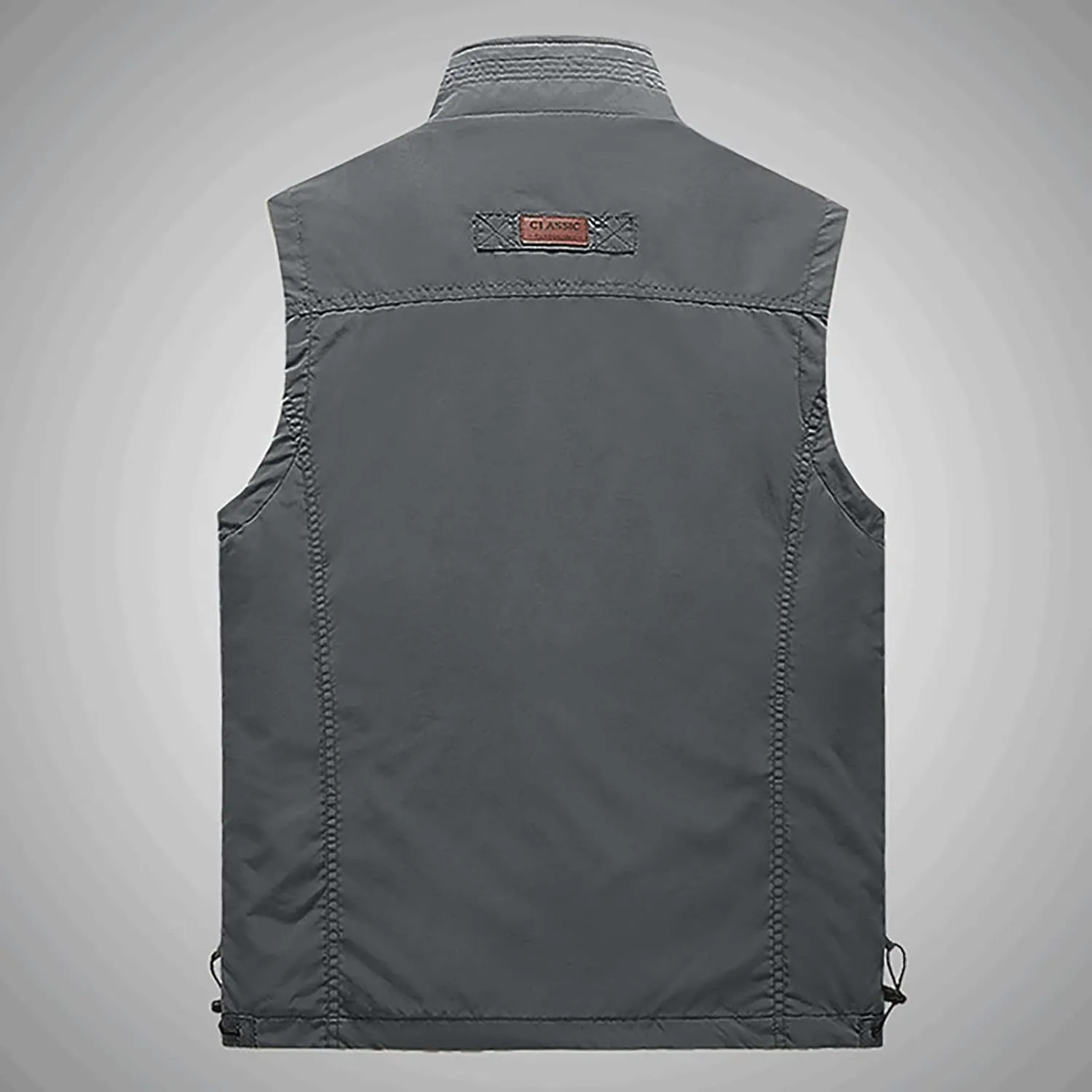 RTRDE Men's Outdoor Casual Full Zip Stand Collar Fishing Work Safari Travel Vest Sleeveless Jacket Hiking Coat, XL-4XL