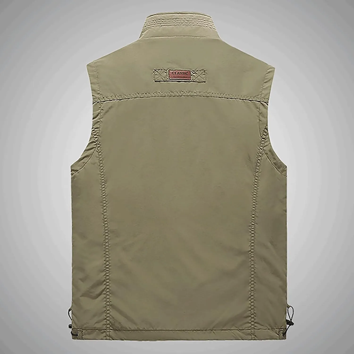 RTRDE Men's Outdoor Casual Full Zip Stand Collar Fishing Work Safari Travel Vest Sleeveless Jacket Hiking Coat, XL-4XL