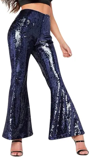 sdbrld Sequin Pants Women Straight Leg Glitter Sequin Pants Sparkly Loose Trousers Shiny Dance Bling Party Clubwear Pants