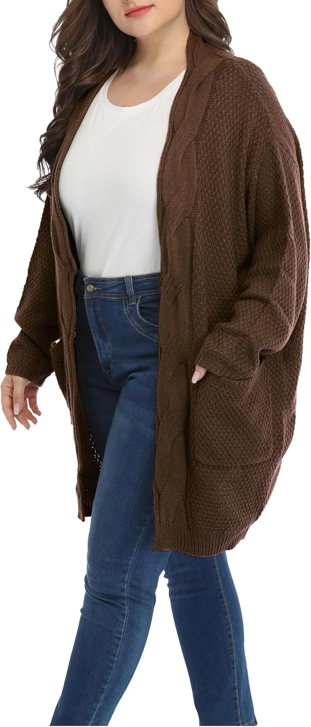 Shiaili Classic Plus Size Sweaters for Women Oversized Long Cardigans