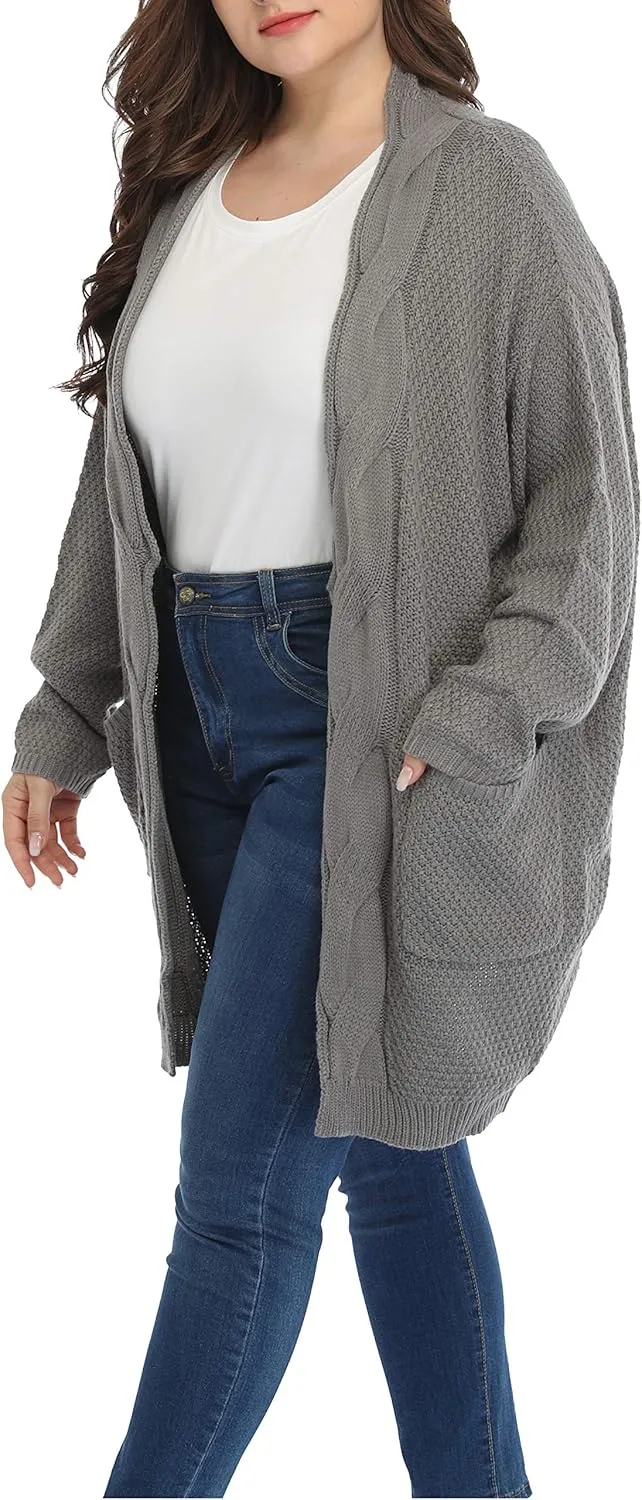 Shiaili Classic Plus Size Sweaters for Women Oversized Long Cardigans