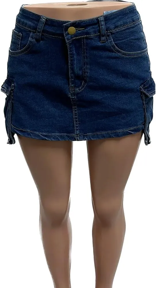 SHINFY Women's Mini Skirt Skorts High Waisted Y2K Pleated Skirts Denim Skort Jeans Shorts