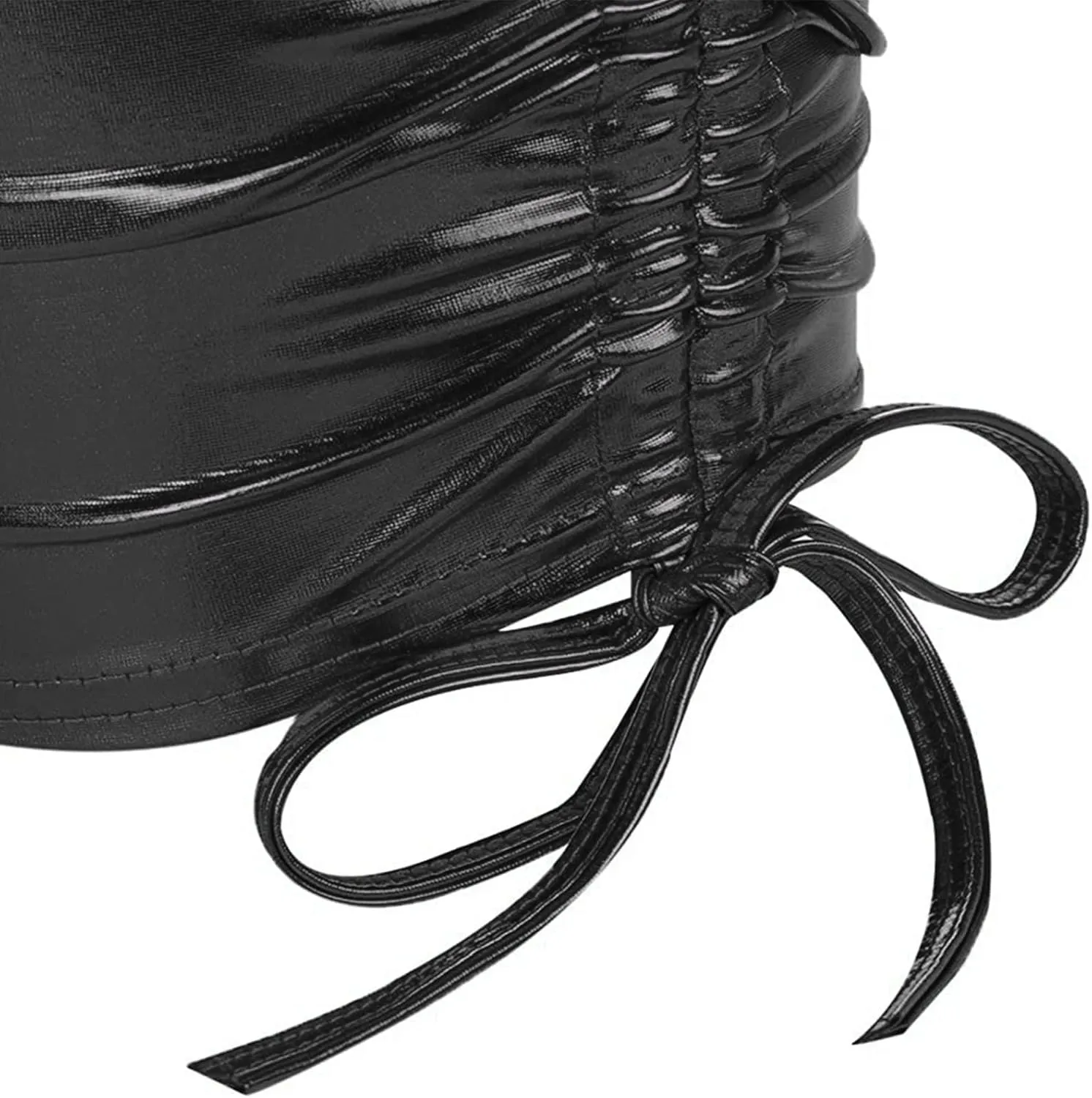 Shiny Metallic Skirt for Women Pleated Bodycon Mini Skirt Dance Clubwear