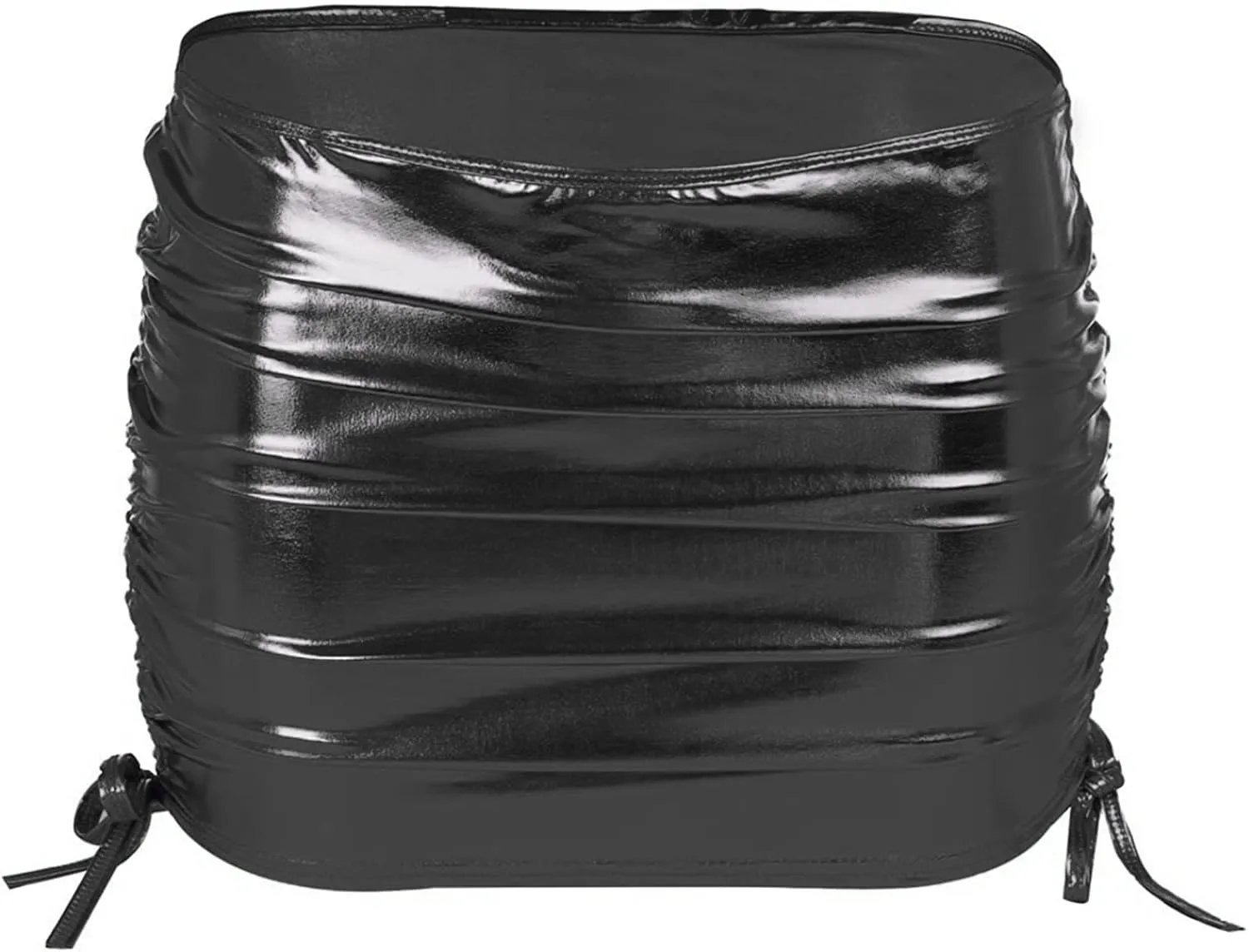 Shiny Metallic Skirt for Women Pleated Bodycon Mini Skirt Dance Clubwear