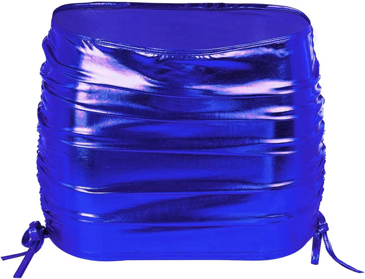 Shiny Metallic Skirt for Women Pleated Bodycon Mini Skirt Dance Clubwear