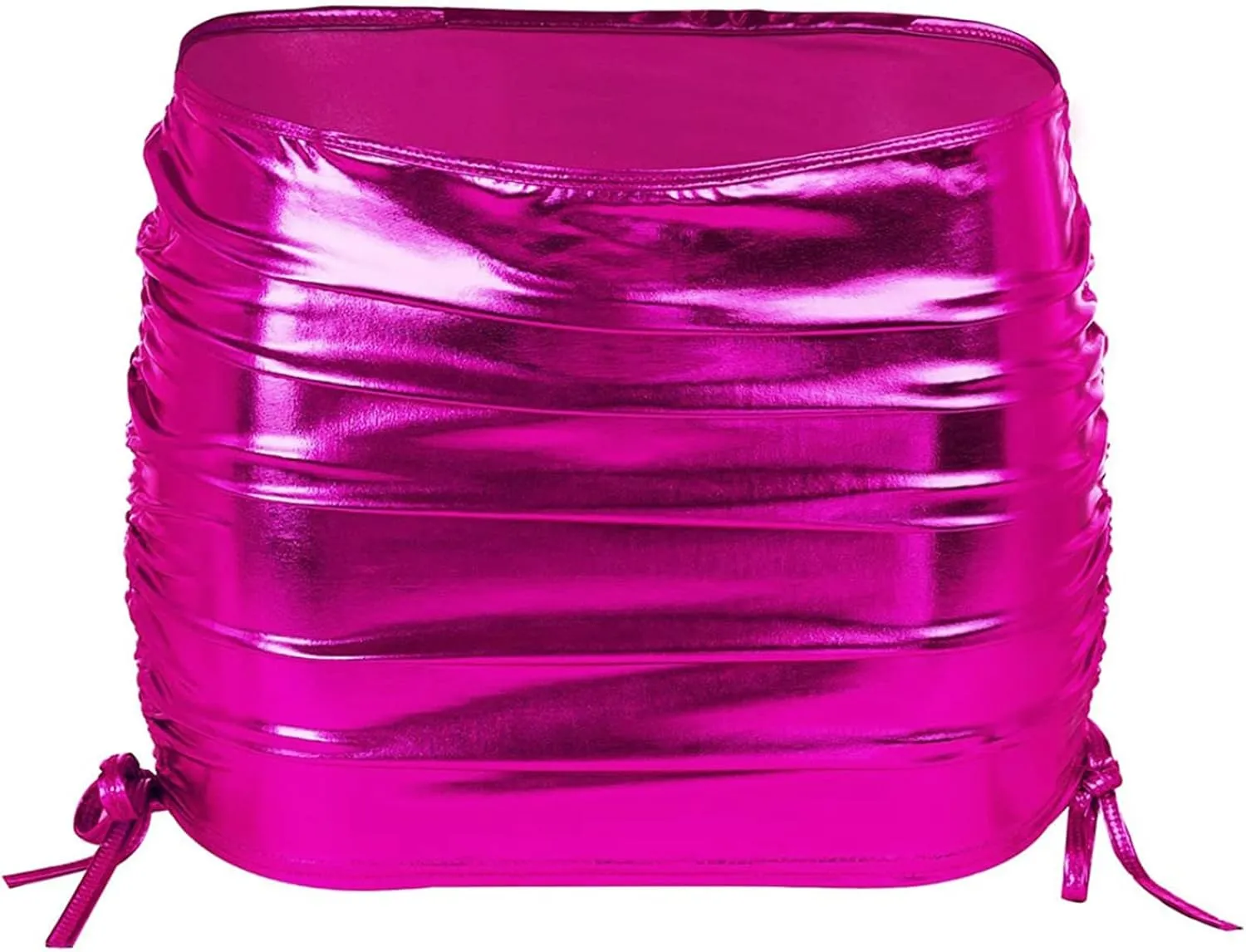 Shiny Metallic Skirt for Women Pleated Bodycon Mini Skirt Dance Clubwear