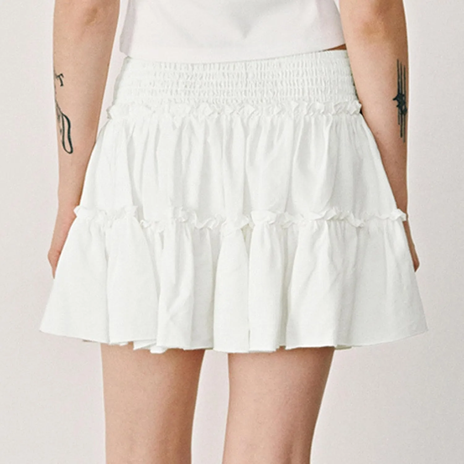 Skirts for Women Ruffle Layered Skirt Flowy High Waist Flared Hem Cute Skirts Summer Casual Mini Skirt with Inner Short
