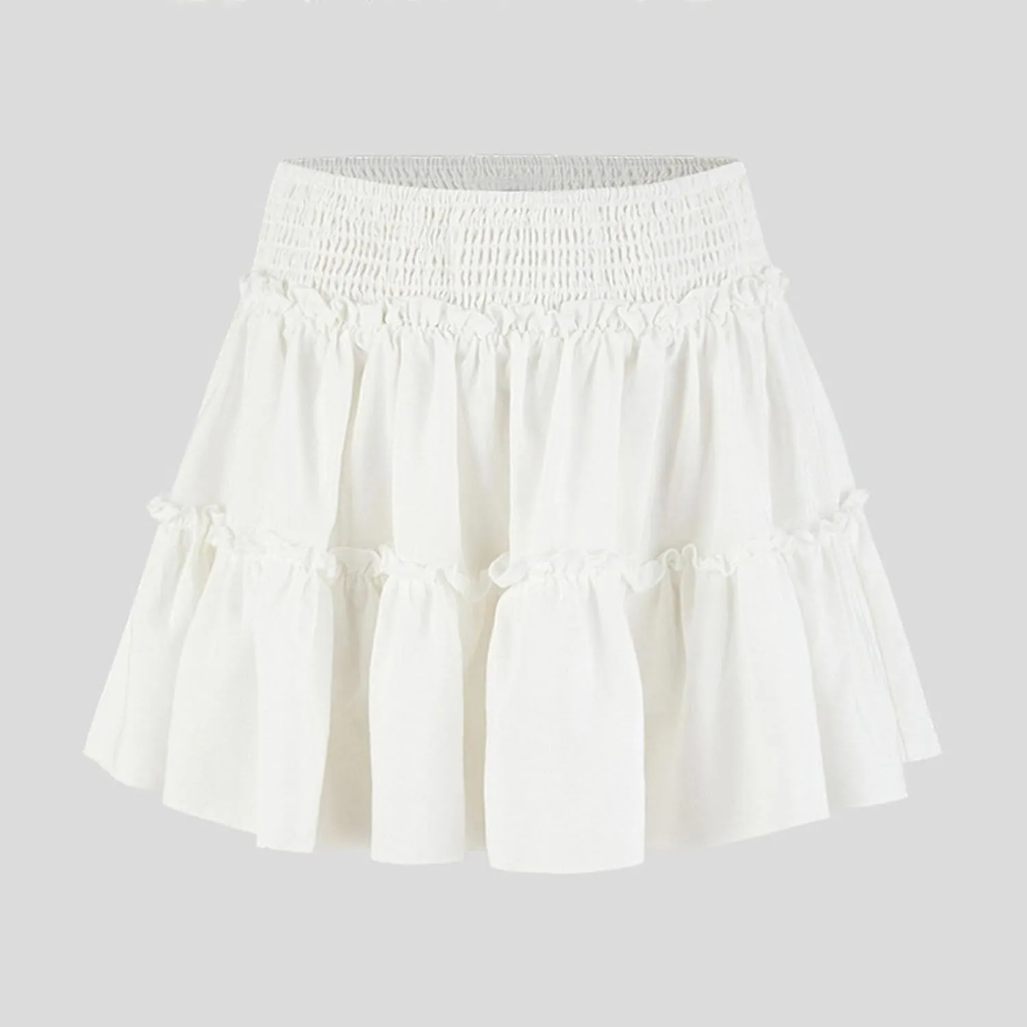 Skirts for Women Ruffle Layered Skirt Flowy High Waist Flared Hem Cute Skirts Summer Casual Mini Skirt with Inner Short