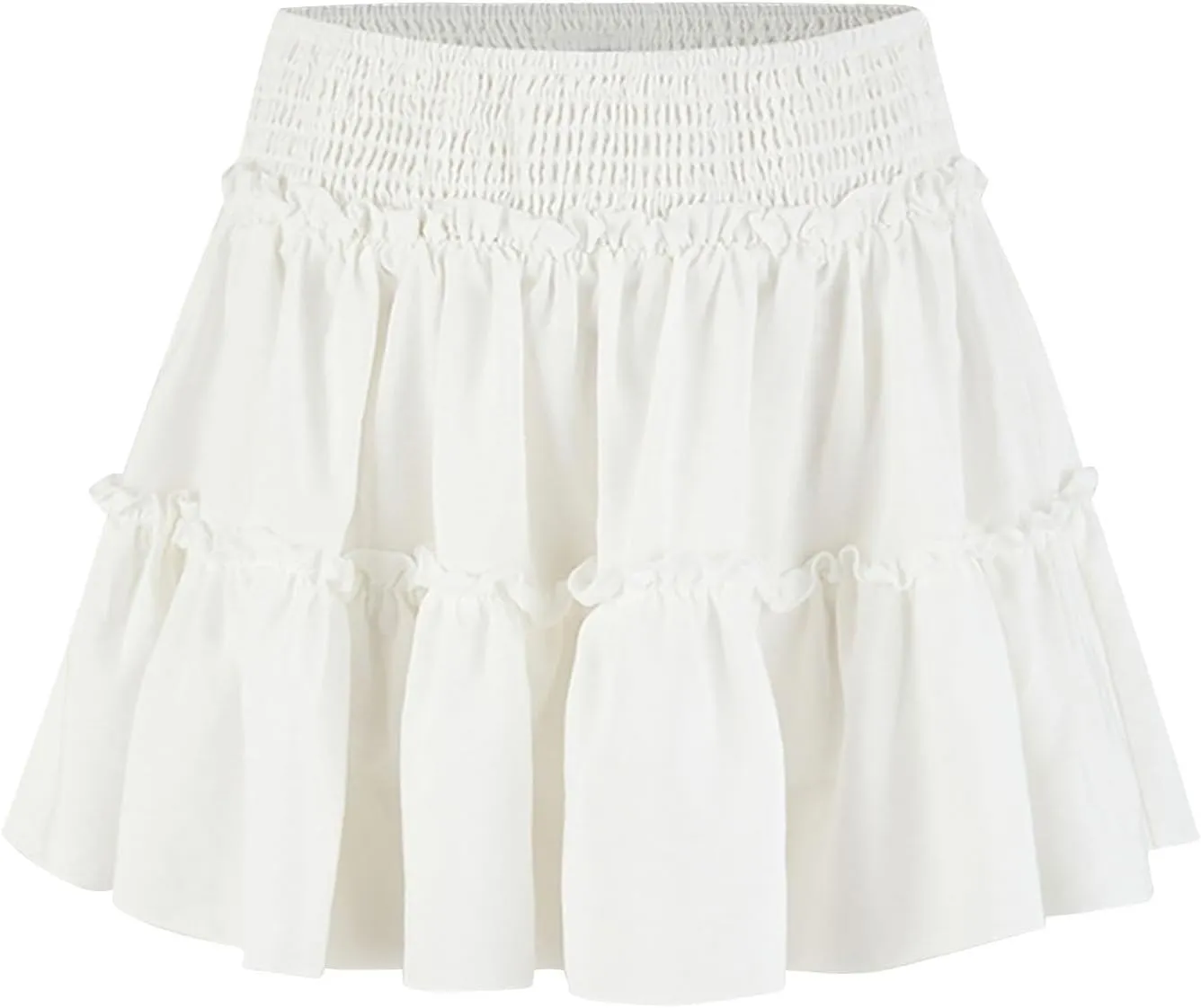 Skirts for Women Ruffle Layered Skirt Flowy High Waist Flared Hem Cute Skirts Summer Casual Mini Skirt with Inner Short