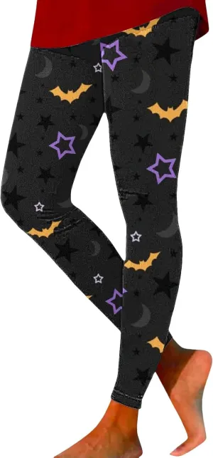 Slim Fitness Running Halloween Legging Women's Autumn Winter Halloween Blood Printed Warm Holiday Bottoms Casual