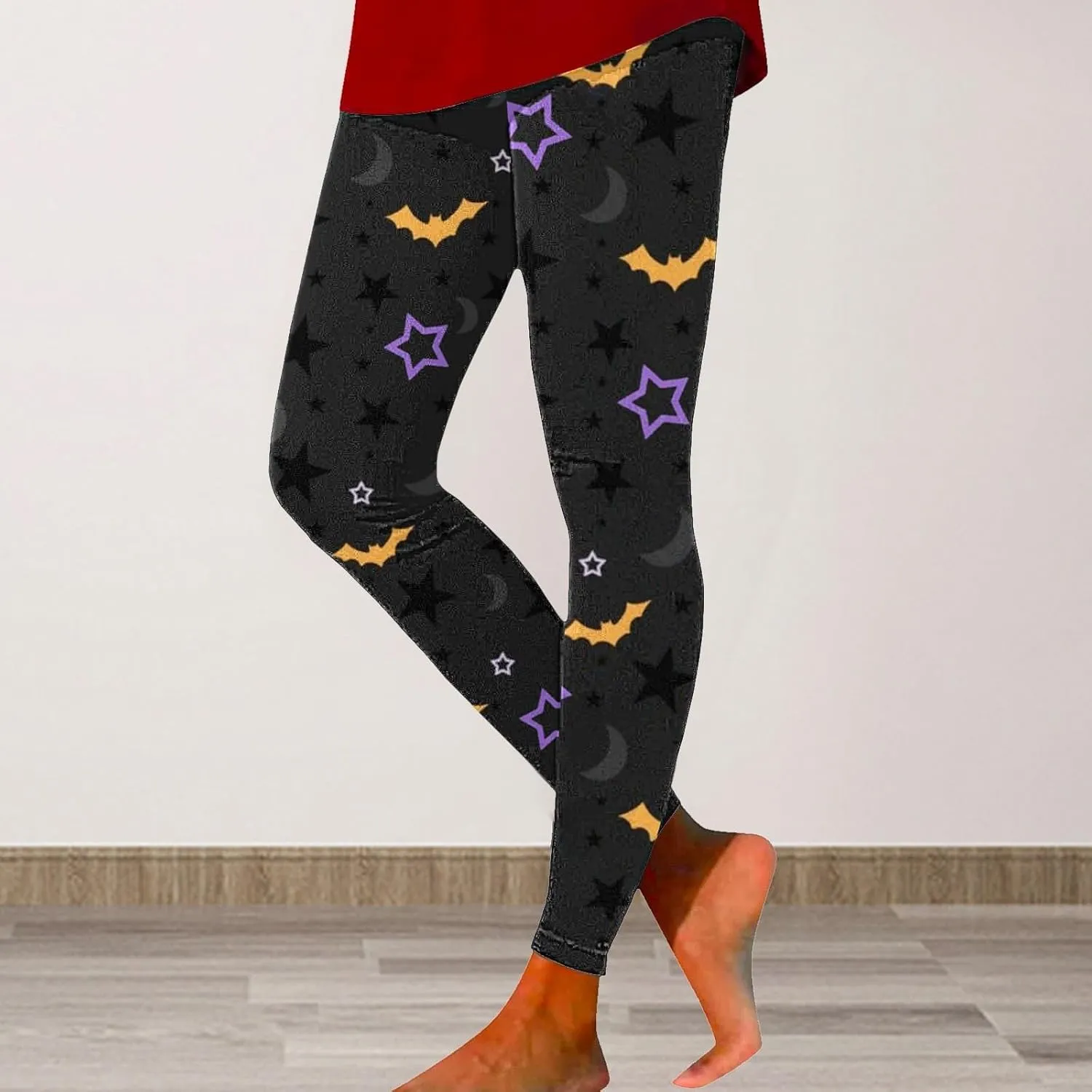 Slim Fitness Running Halloween Legging Women's Autumn Winter Halloween Blood Printed Warm Holiday Bottoms Casual
