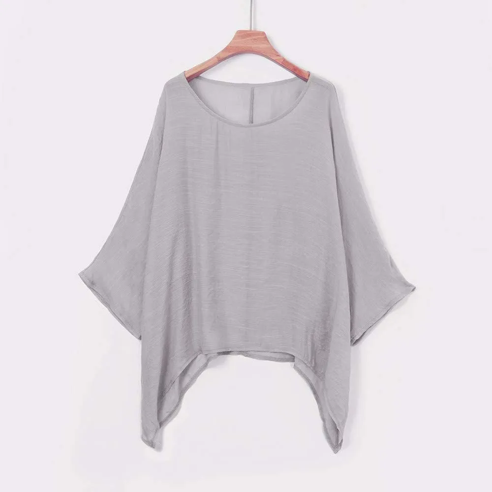 Summer Cotton Linen Blouse for Women,Irregular Hem Asymmetric Drop Shoulder Top Textured Solid Shirred Pleated Top