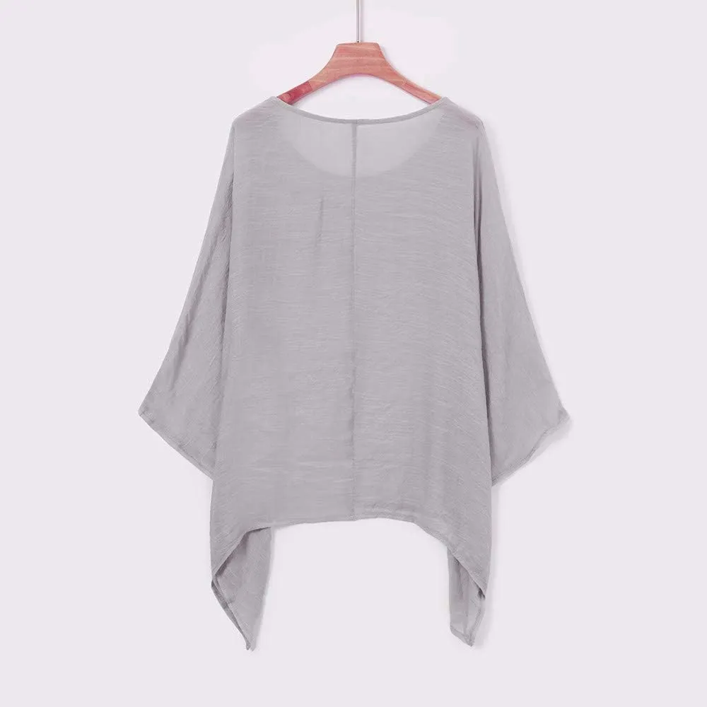 Summer Cotton Linen Blouse for Women,Irregular Hem Asymmetric Drop Shoulder Top Textured Solid Shirred Pleated Top
