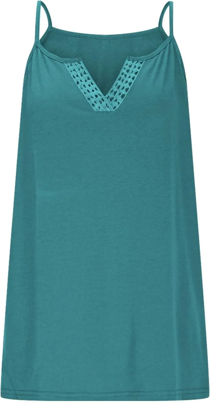 Summer Tank Top for Women Spaghetti Strap V Neck Sleeveless Camisole Casual Fashion Sexy Loose Fit Beach Cami Shirts