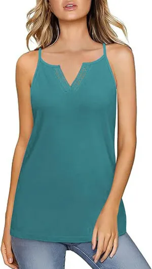 Summer Tank Top for Women Spaghetti Strap V Neck Sleeveless Camisole Casual Fashion Sexy Loose Fit Beach Cami Shirts