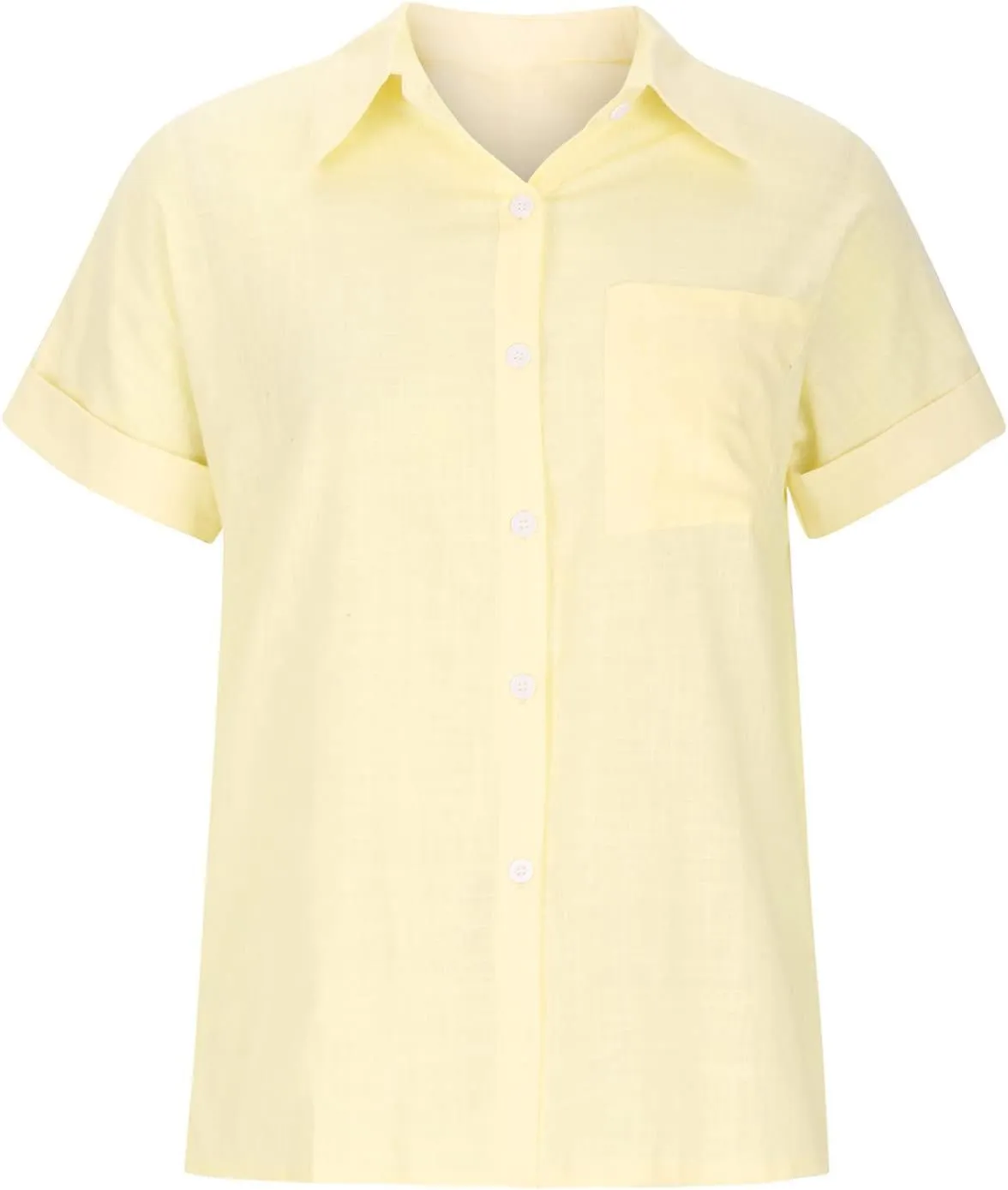 Summer Tops for Women 2023 Trendy Cotton Linen Button Down Blouses Casual Loose Short Sleeve Semi Formal Work Shirts