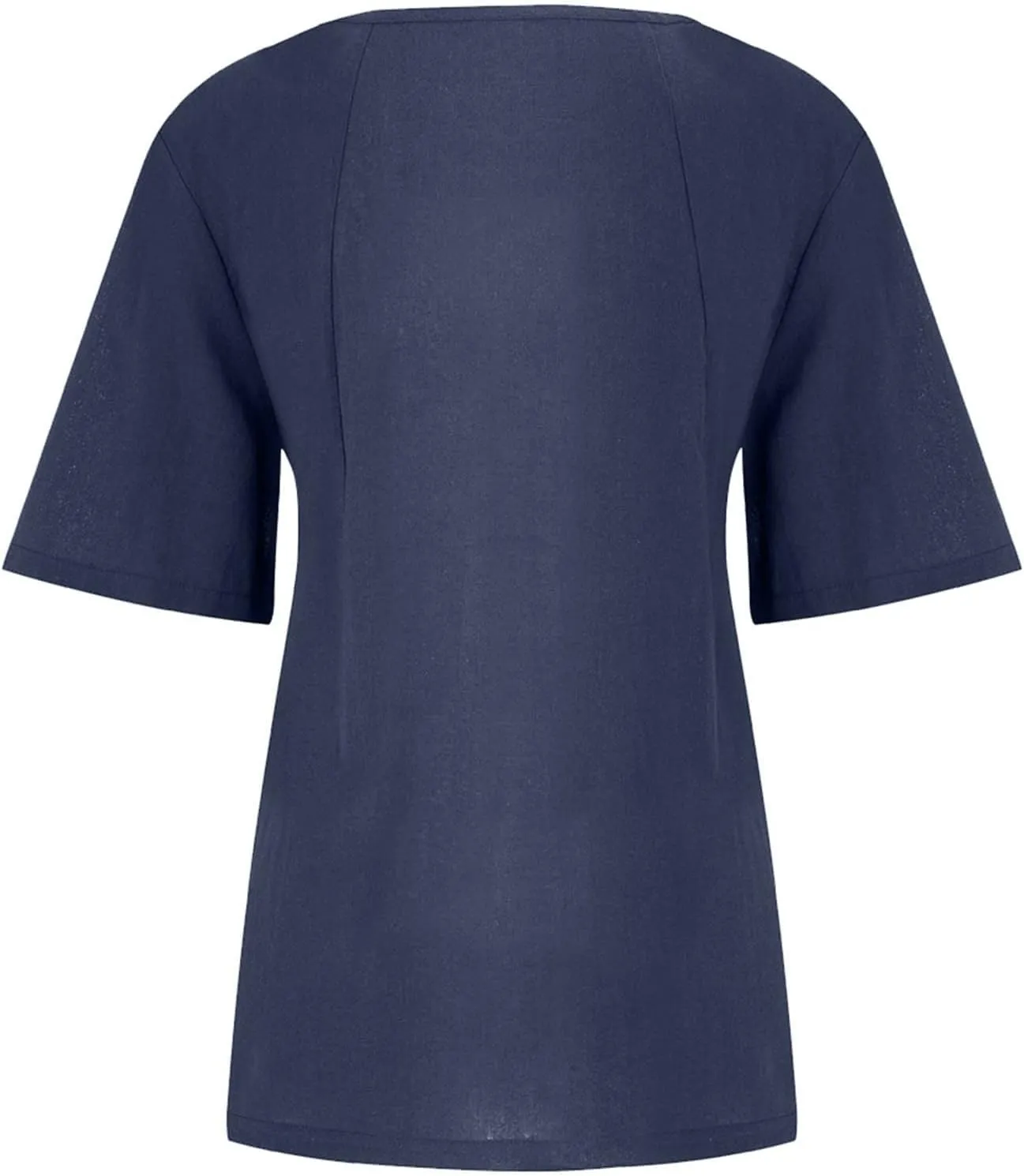 Summer Womens T Shirt Cotton Linen Short Sleeve Tops Trendy Loose Fit Tunic Tees Button Down Plus Size Blouse Clothing
