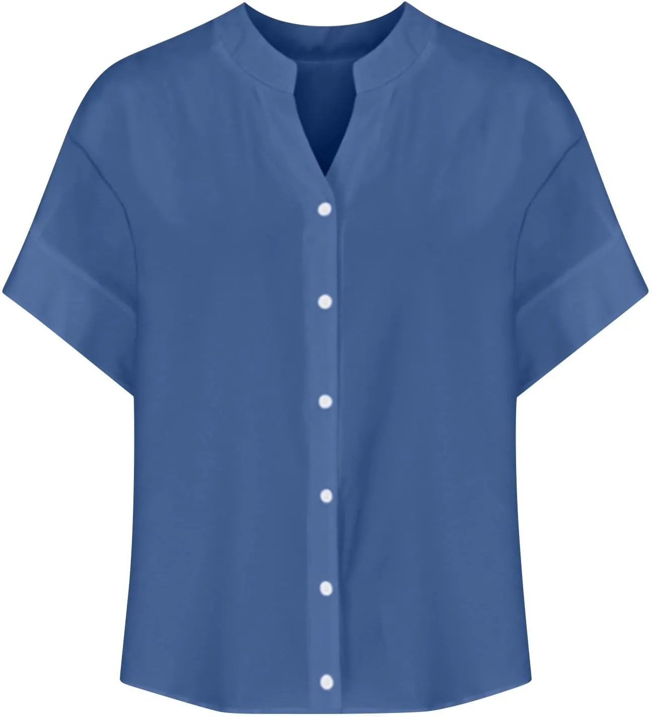 Summer Work Tops for Women Short Sleeve Button Down Casual Office Shirt Top 2025 Trendy Loose Fit V Neck Tunic Shirts