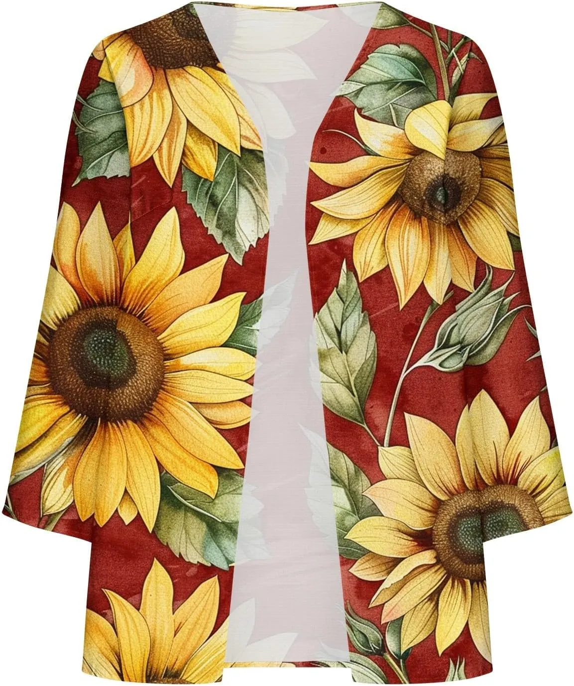 Sunflower Kimono for Women Kimono Cardigans Casual Summer Fall Tops Cover up Open Front Floral Print Resort Wear