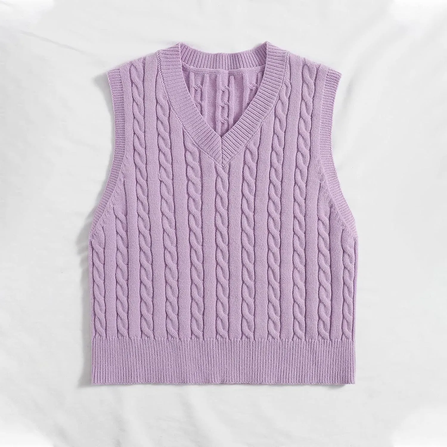 Sweater Vest Women Y2K Plaid Knitted Streetwear, Preppy Style V Neck Crop Knitwear Tank Top for Girl