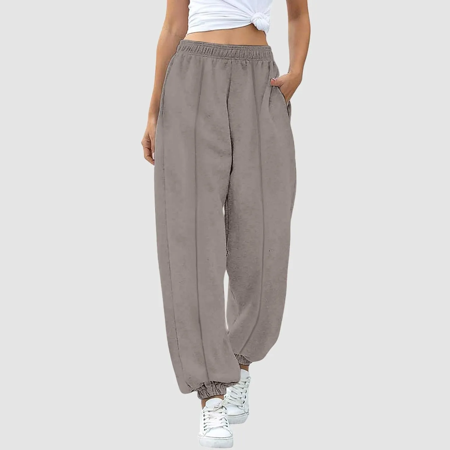 Sweatpants Women High Waisted Sweatpants Workout Active Joggers Pants Baggy Lounge Bottoms Cinch Bottom Sweatpants