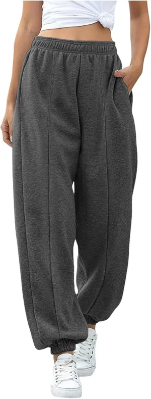 Sweatpants Women High Waisted Sweatpants Workout Active Joggers Pants Baggy Lounge Bottoms Cinch Bottom Sweatpants