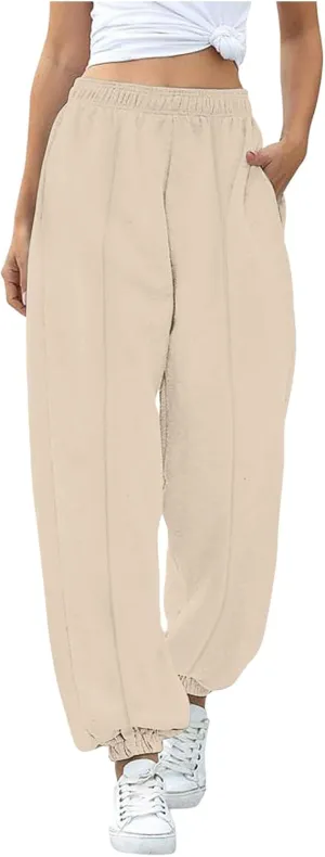 Sweatpants Women High Waisted Sweatpants Workout Active Joggers Pants Baggy Lounge Bottoms Cinch Bottom Sweatpants